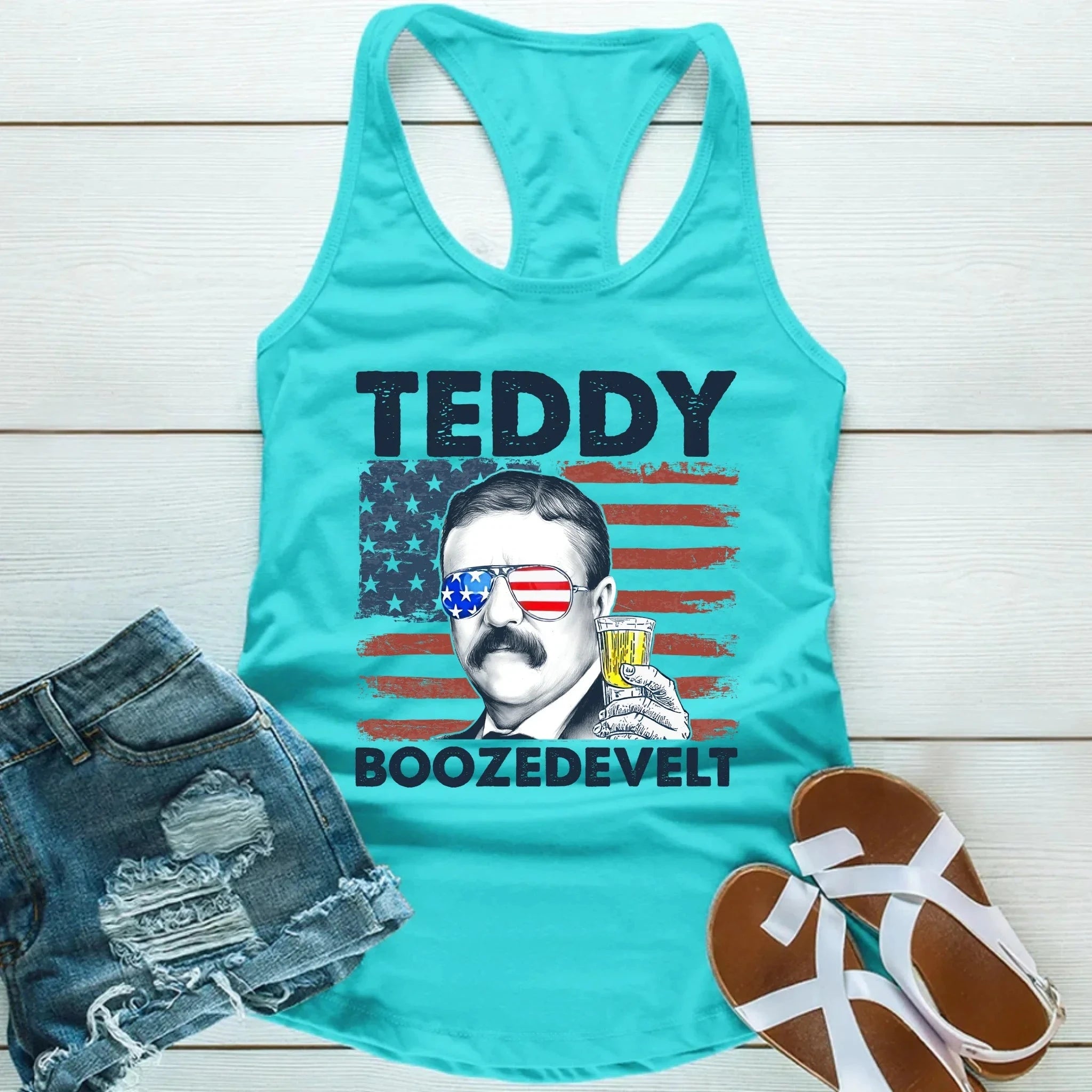 Teddy Boozedevelt Unisex Tank Top – Funny Patriotic Party Tee Adorb.co